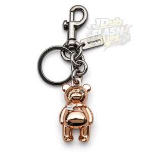 NWT COACH New York 3D Bear Bag Charm Rose Gold Key Chain Fob 87166
